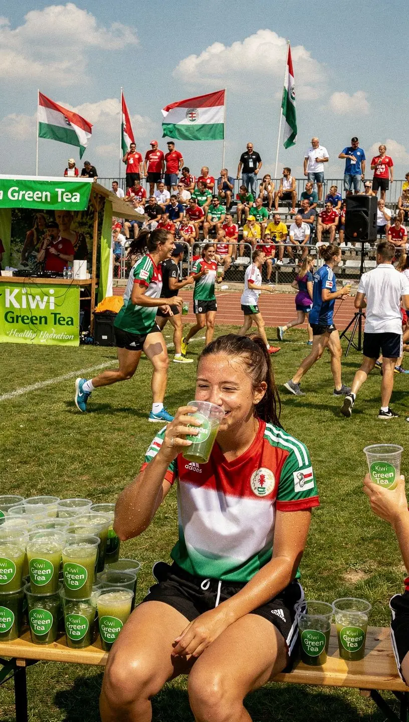 Kiwi szeletek és zöld tea, színes tálban, frissítő hatás.