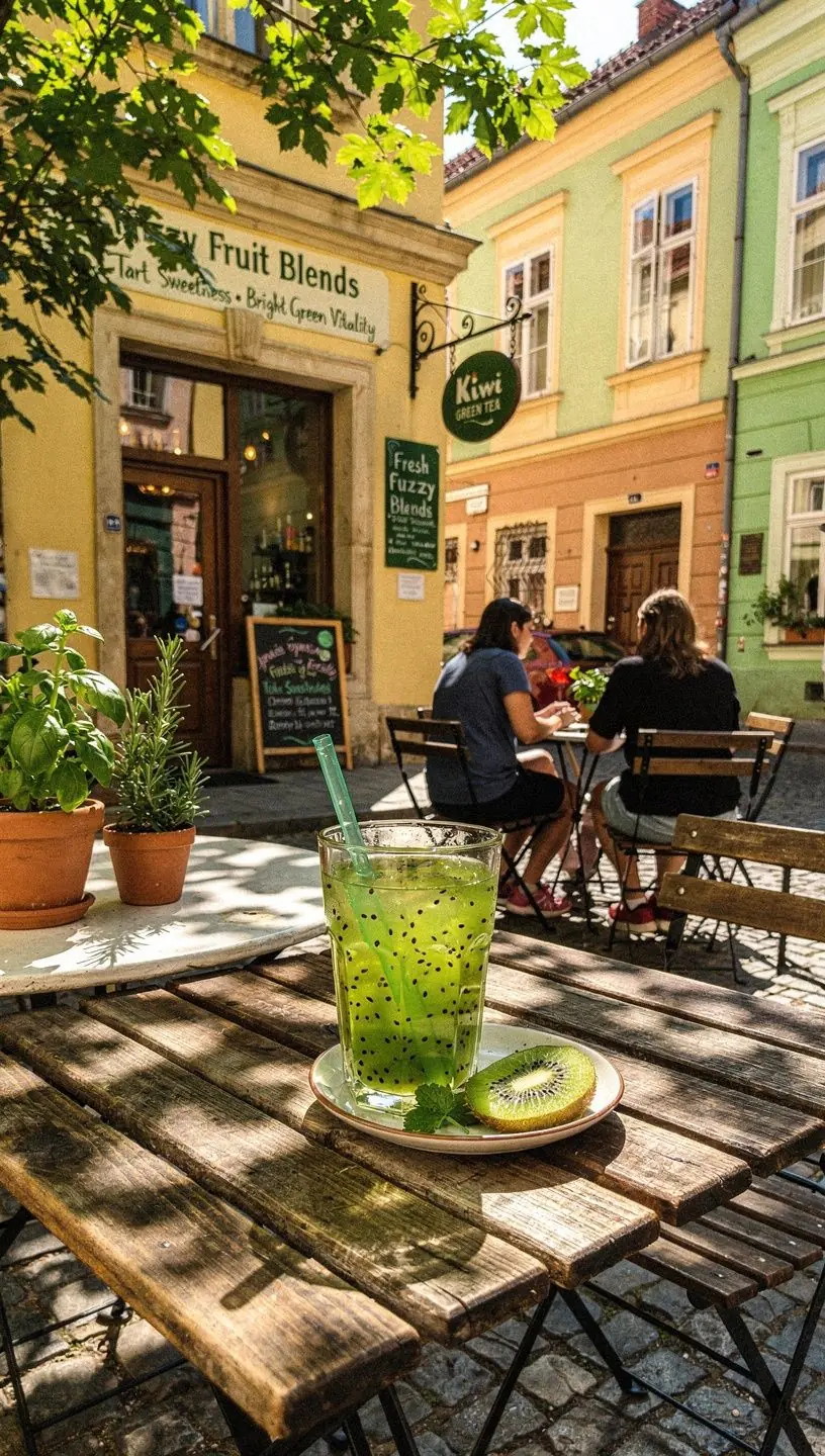 Fuzzy gyümölcsök és zöld tea harmonikus elegye, ínycsiklandó íz.