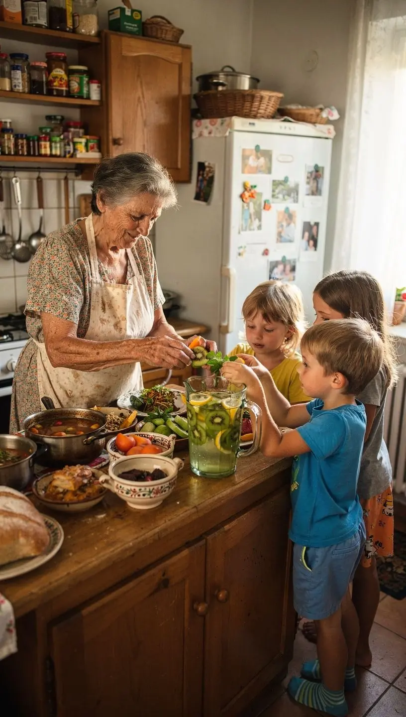 Gyümölcsös zöld tea, vibráló színekben, frissítő nyári ital.