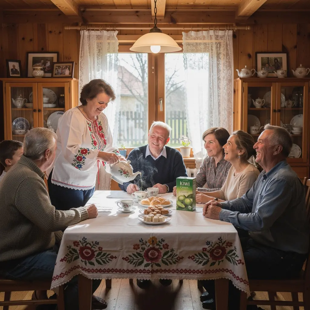Kiwi és zöld tea kombinációja, ízletes és egészséges választás.