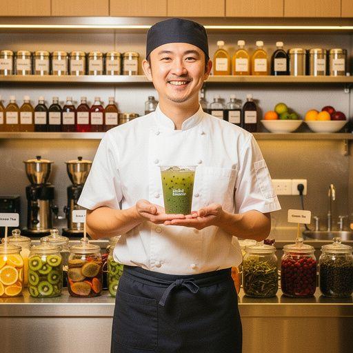 Kivi zöld tea frissítő pohár, benne pezsgő gyümölcsdarabokkal.