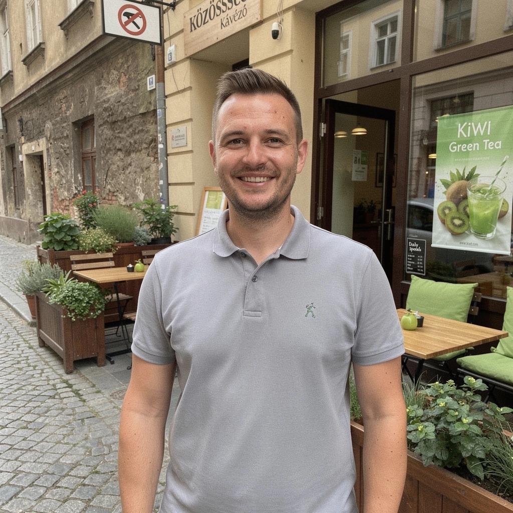 Hűsítő zöld tea, benne kivi és más gyümölcsök gazdag keveréke.